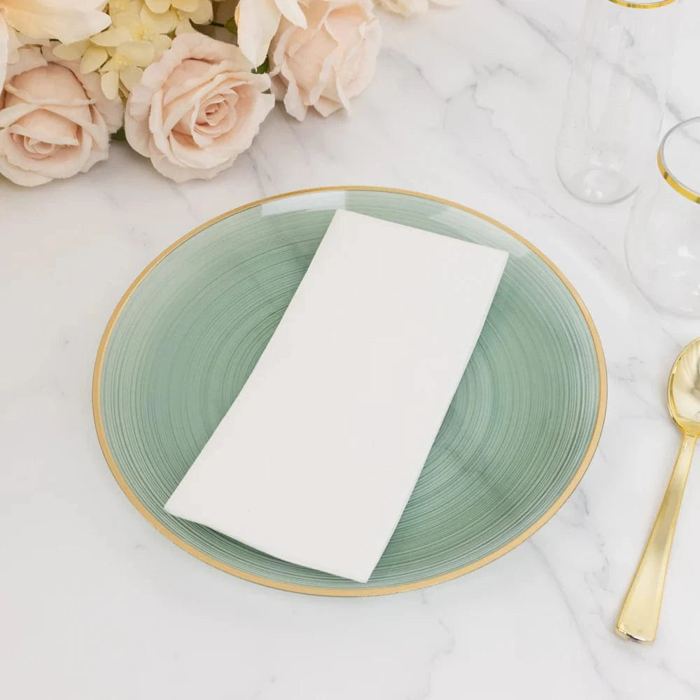 20 Plastic Round Dessert Dinner Plates with Gold Rim