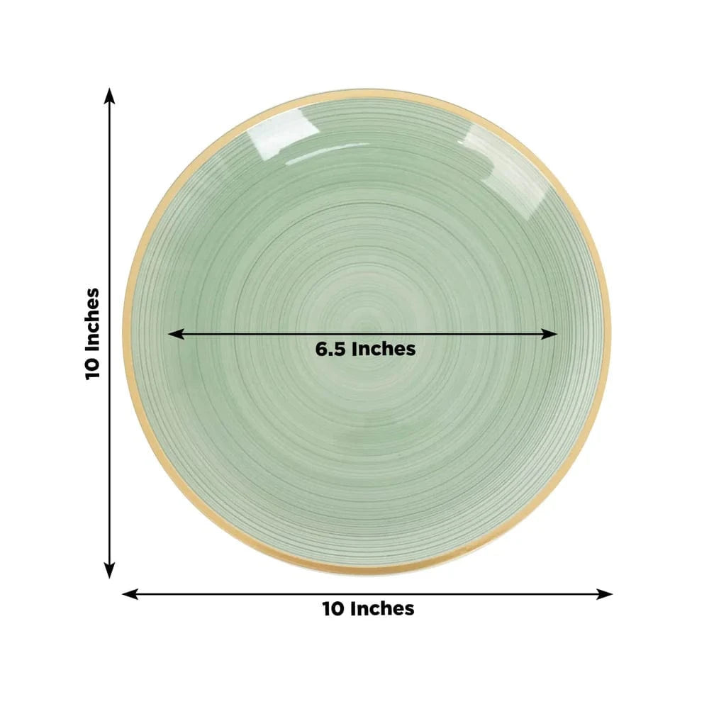 20 Plastic Round Dessert Dinner Plates with Gold Rim