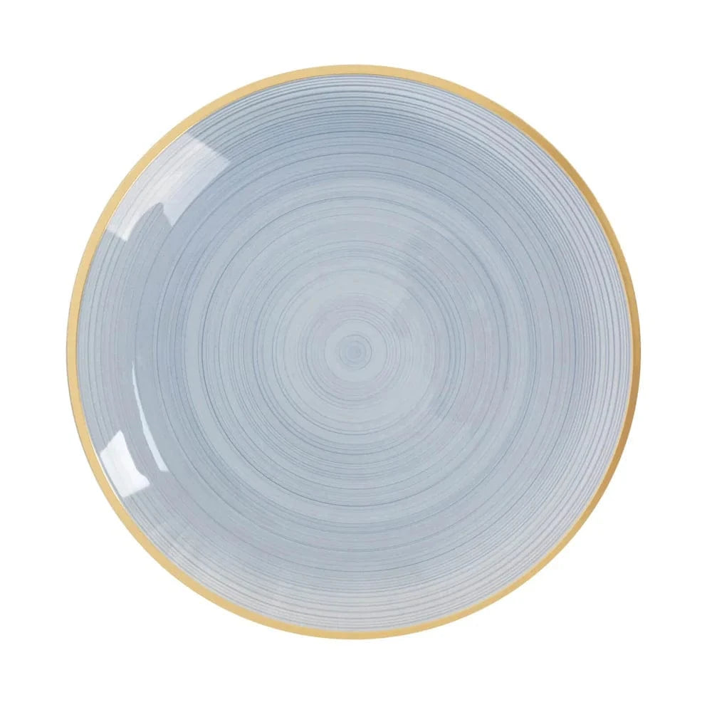 20 Plastic Round Dessert Dinner Plates with Gold Rim