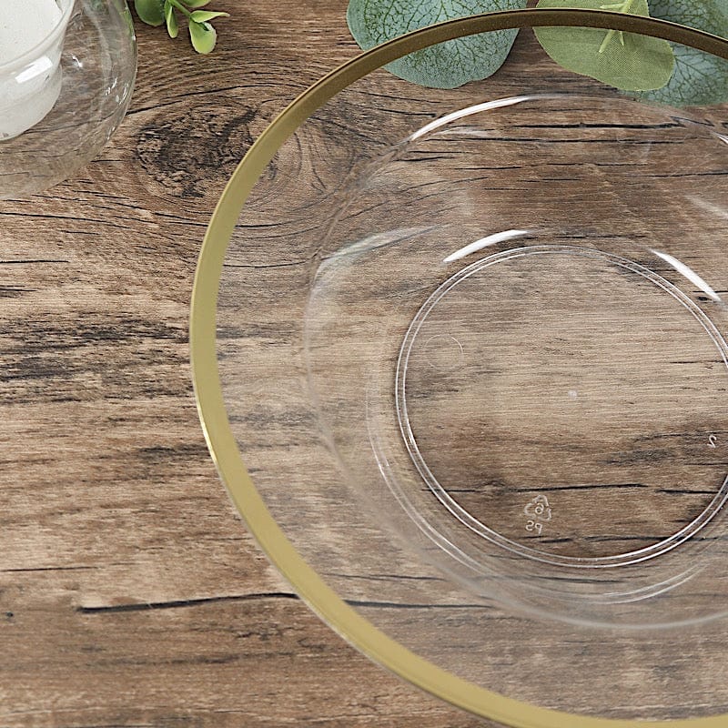 20 pcs 12 oz Clear Plastic Salad Soup Bowls with Gold Rim