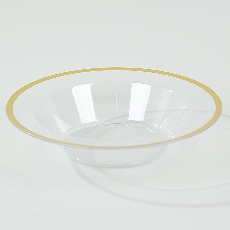 20 pcs 12 oz Clear Plastic Salad Soup Bowls with Gold Rim