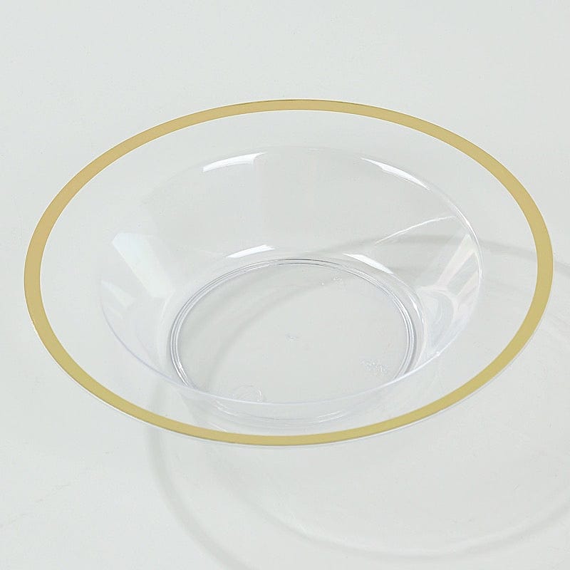 20 pcs 12 oz Clear Plastic Salad Soup Bowls with Gold Rim