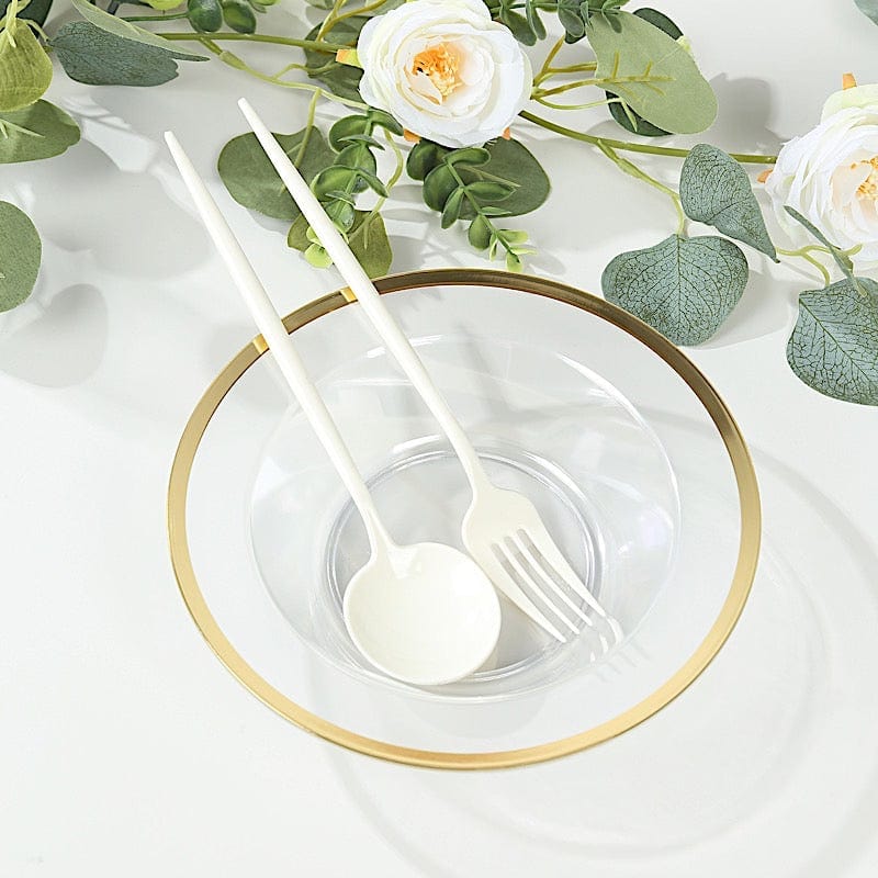 20 pcs 12 oz Clear Plastic Salad Soup Bowls with Gold Rim