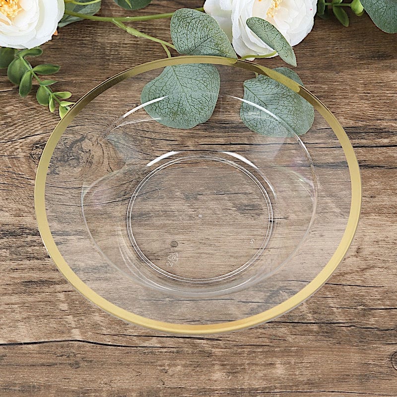 20 pcs 12 oz Clear Plastic Salad Soup Bowls with Gold Rim