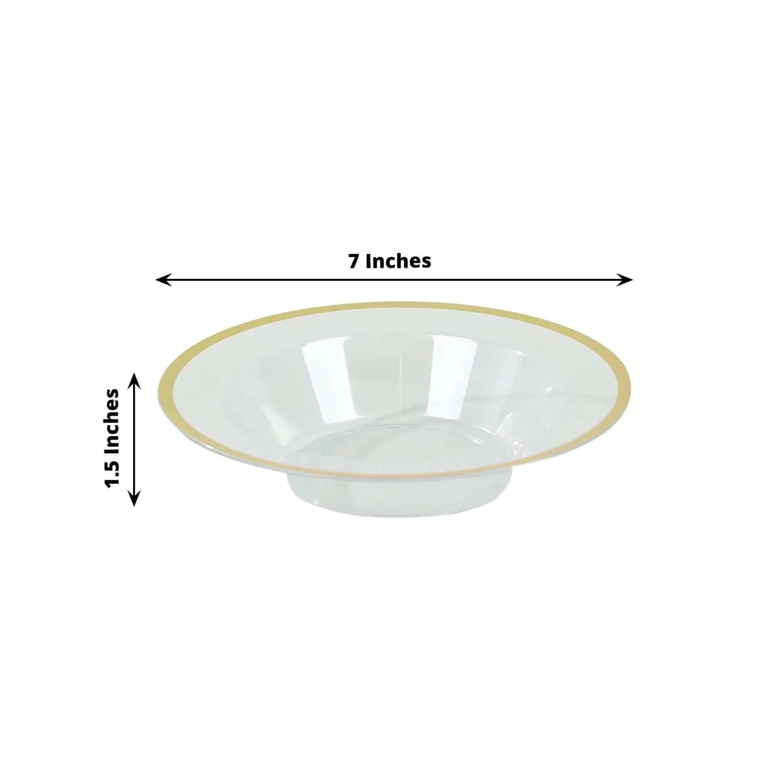 20 pcs 12 oz Clear Plastic Salad Soup Bowls with Gold Rim