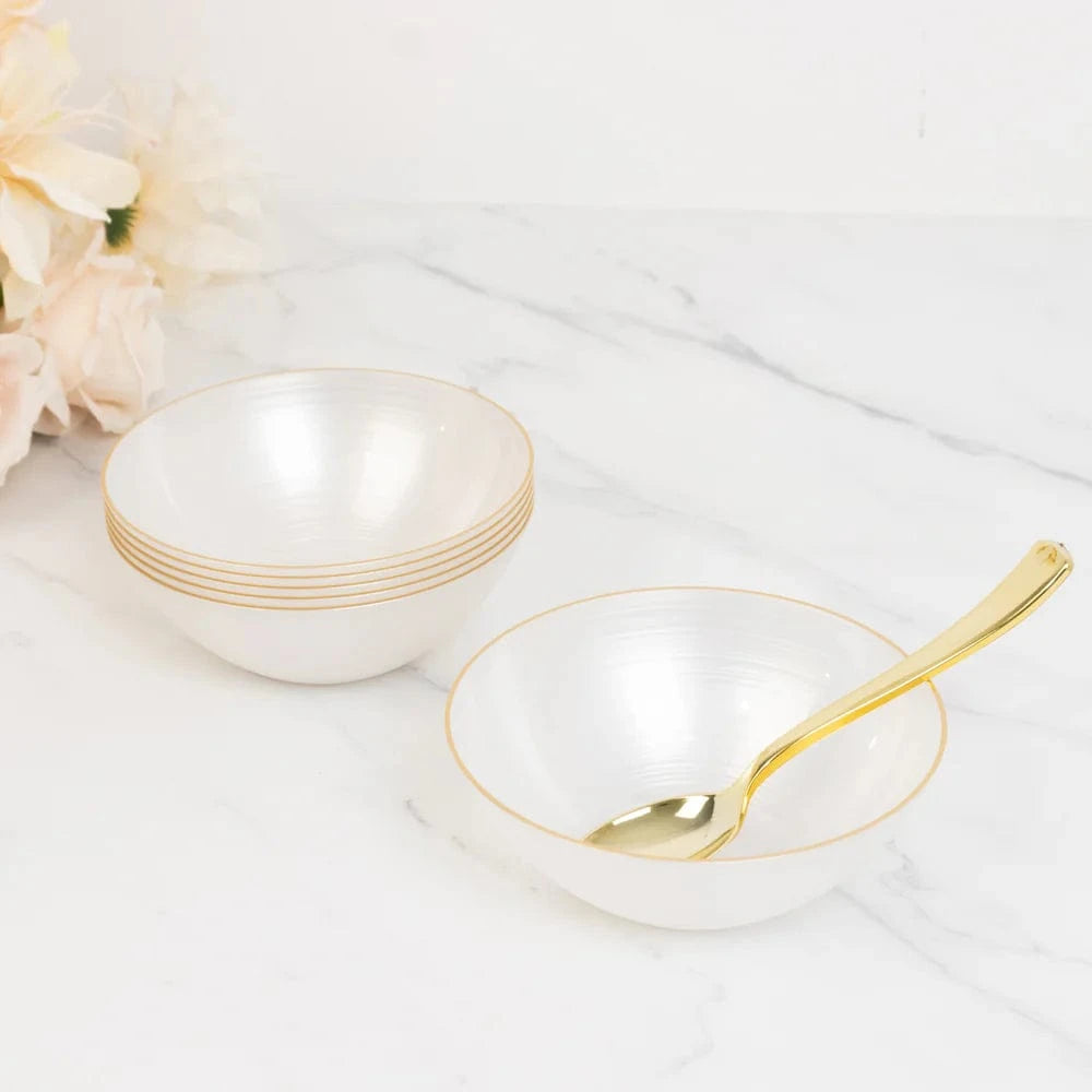 20 pcs 16 oz Plastic Bowls with Gold Rim