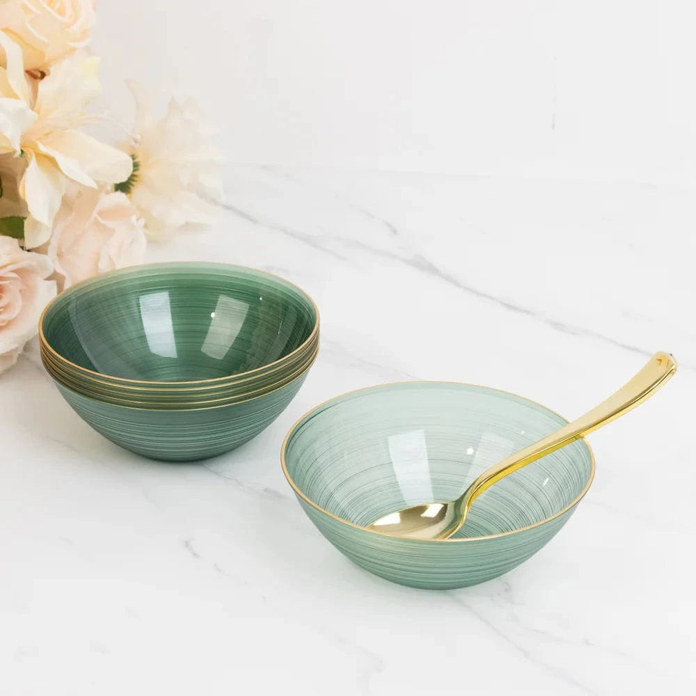 20 pcs 16 oz Plastic Bowls with Gold Rim