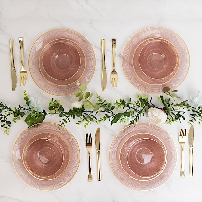 20 pcs 16 oz Plastic Bowls with Gold Rim