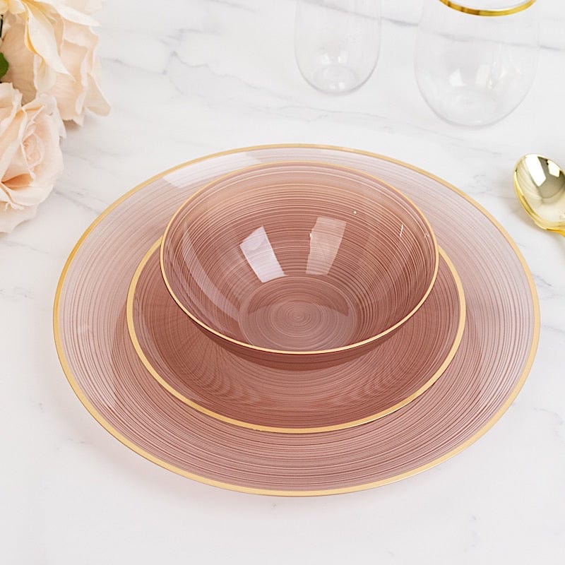 20 pcs 16 oz Plastic Bowls with Gold Rim