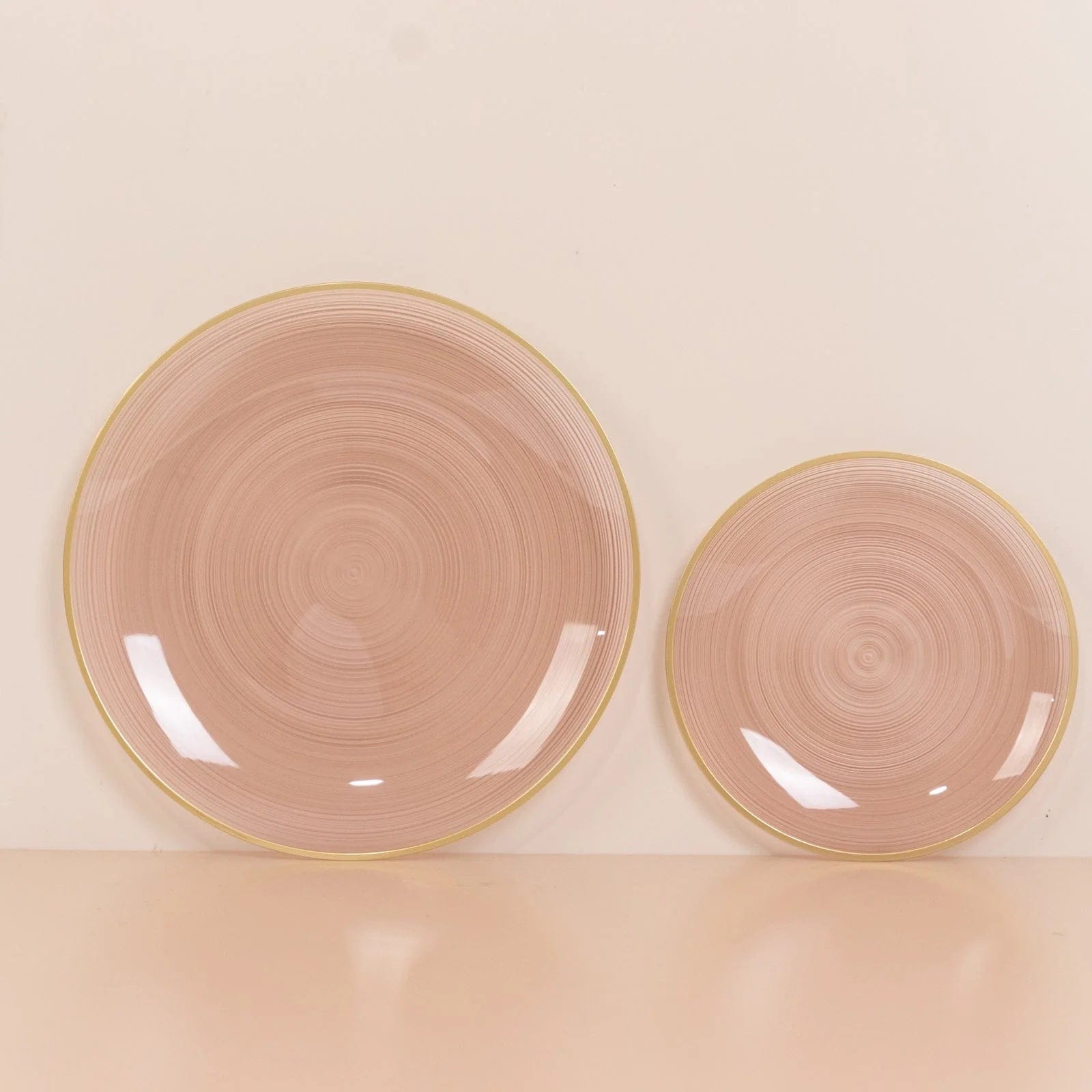 20 Plastic Round Dessert Dinner Plates with Gold Rim