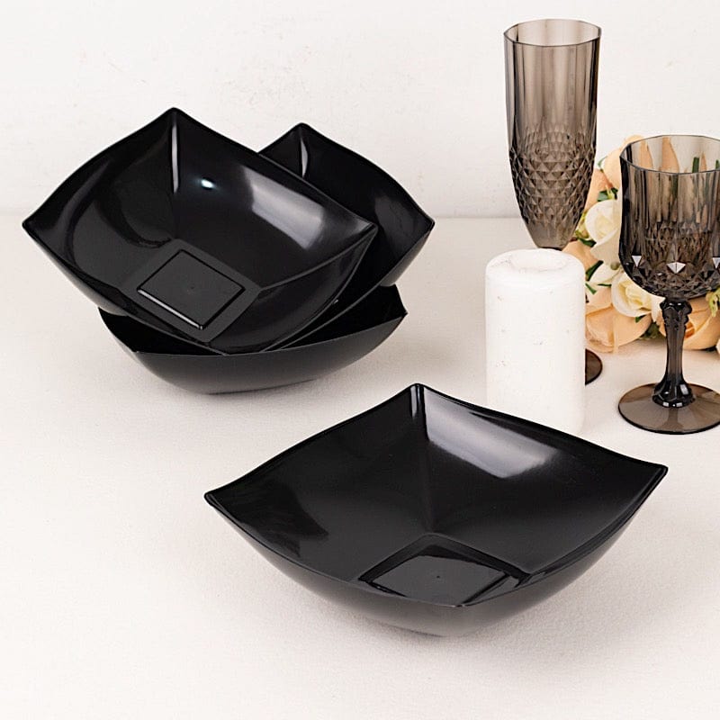 4 pcs 32 oz Square Plastic 7.5" Serving Bowls - Disposable Tableware