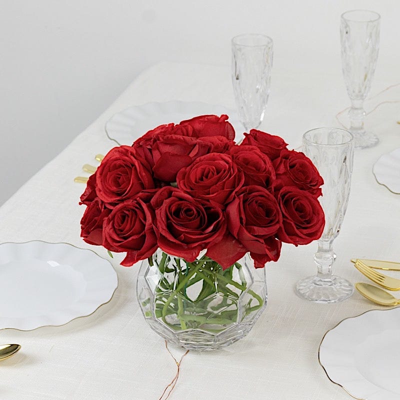10 Pcs 12 in Realistic Artificial Flowers Silk Roses for Arrangements and Bouquets