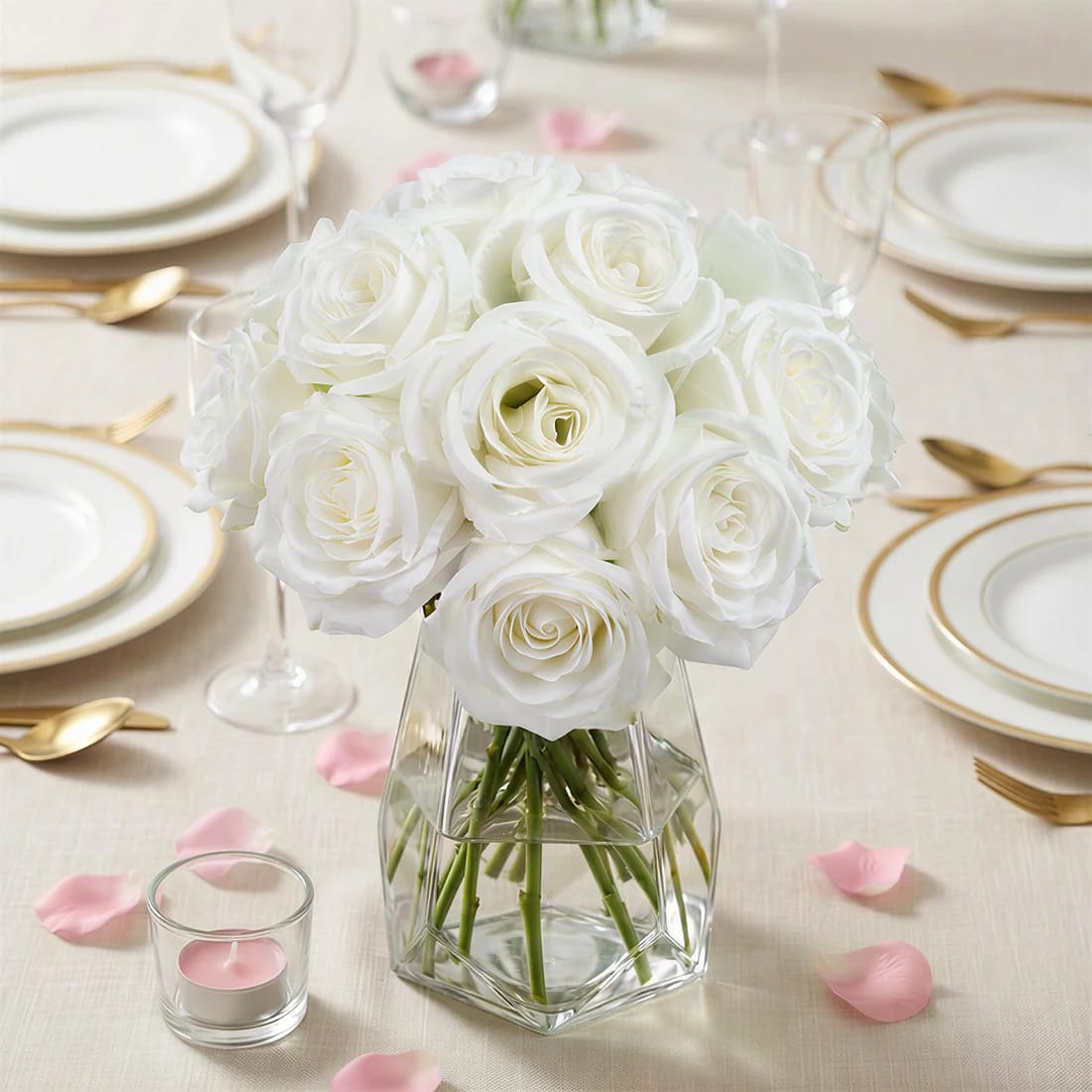 10 Pcs 12 in Realistic Artificial Flowers Silk Roses for Arrangements and Bouquets