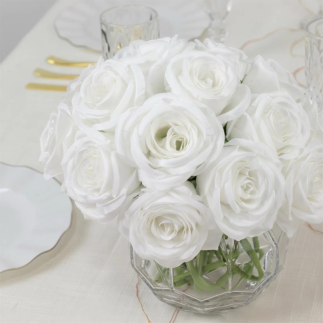 10 Pcs 12 in Realistic Artificial Flowers Silk Roses for Arrangements and Bouquets