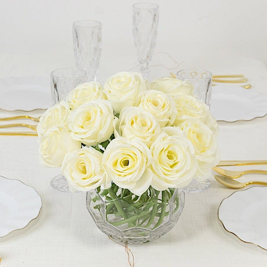 10 Pcs 12 in Realistic Artificial Flowers Silk Roses for Arrangements and Bouquets