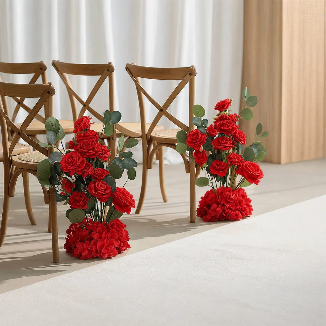 4 Pack 20 in Artificial Flower Arrangements Roses Hydrangeas and Eucalyptus with Foam Base
