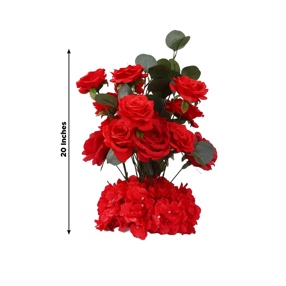 4 Pack 20 in Artificial Flower Arrangements Roses Hydrangeas and Eucalyptus with Foam Base