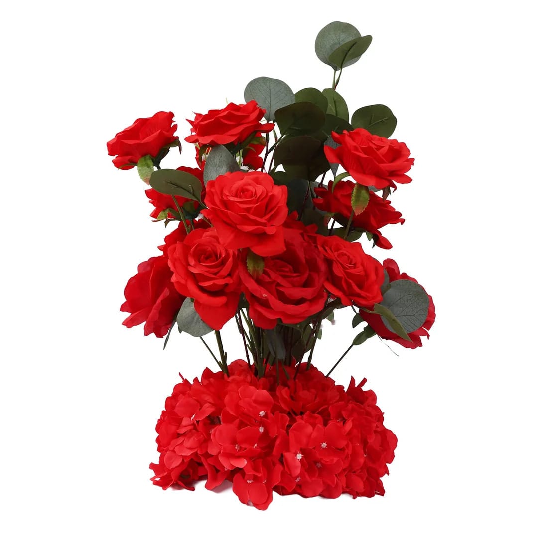 4 Pack 20 in Artificial Flower Arrangements Roses Hydrangeas and Eucalyptus with Foam Base