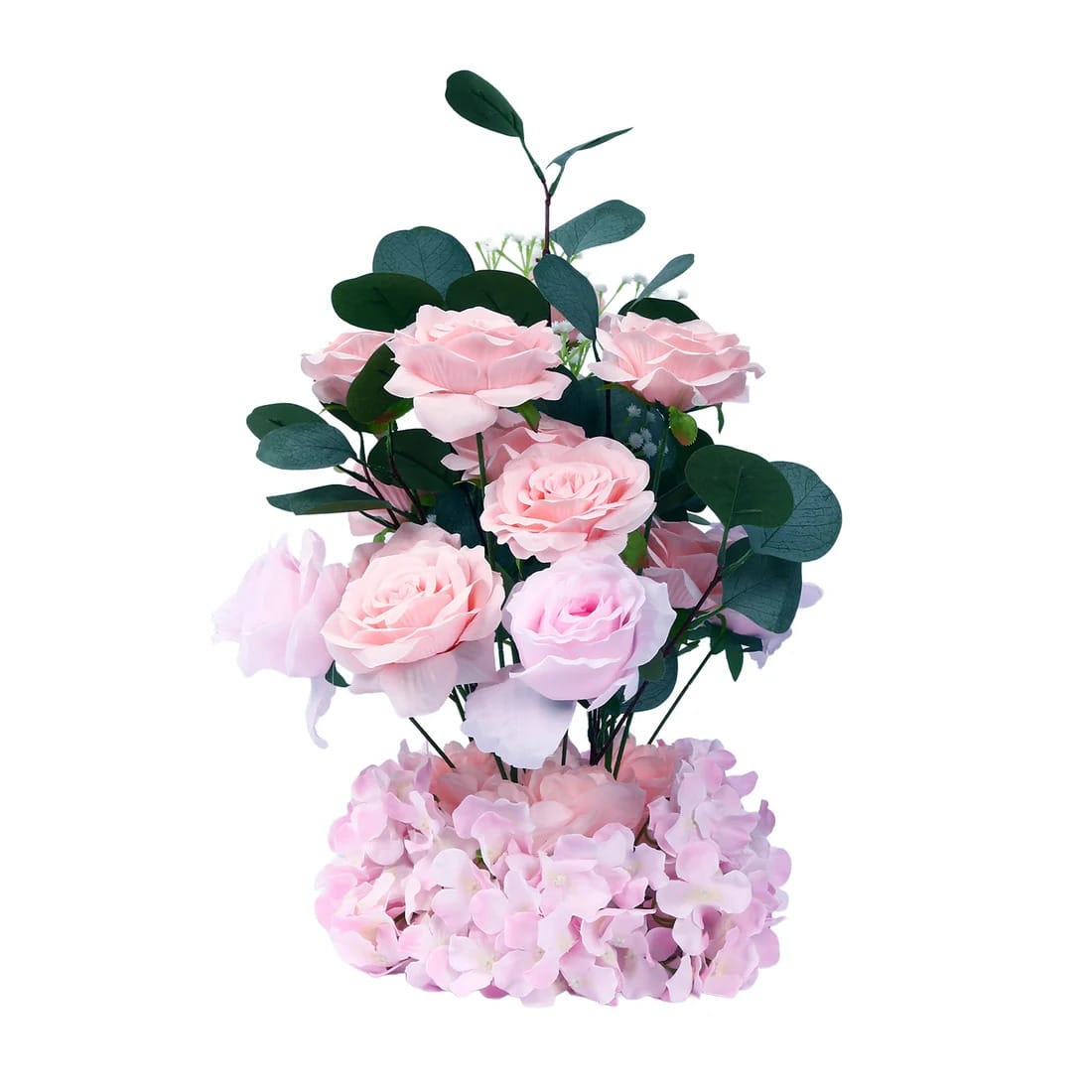 4 Pack 20 in Artificial Flower Arrangements Roses Hydrangeas and Eucalyptus with Foam Base
