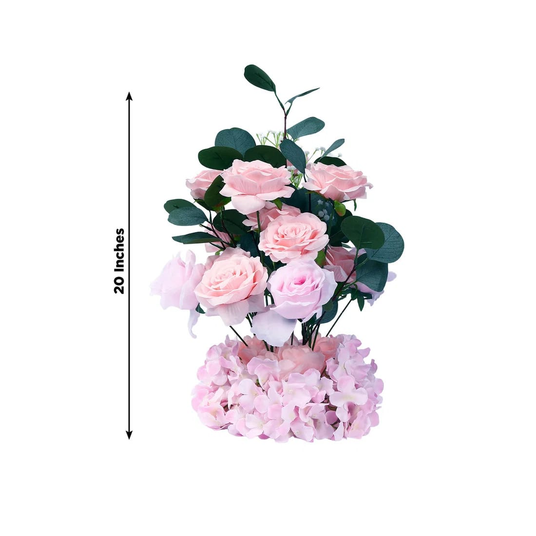 4 Pack 20 in Artificial Flower Arrangements Roses Hydrangeas and Eucalyptus with Foam Base