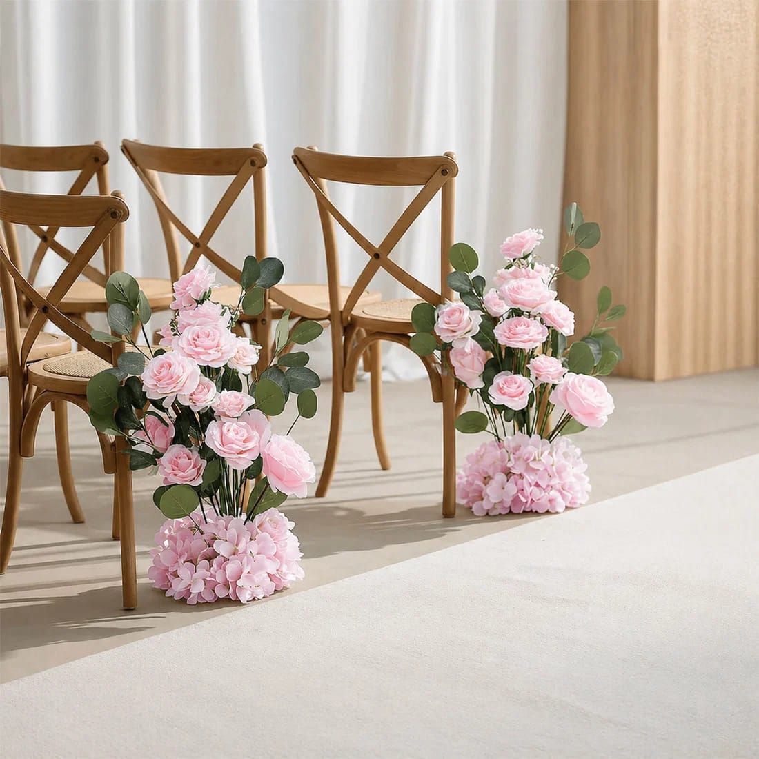 4 Pack 20 in Artificial Flower Arrangements Roses Hydrangeas and Eucalyptus with Foam Base