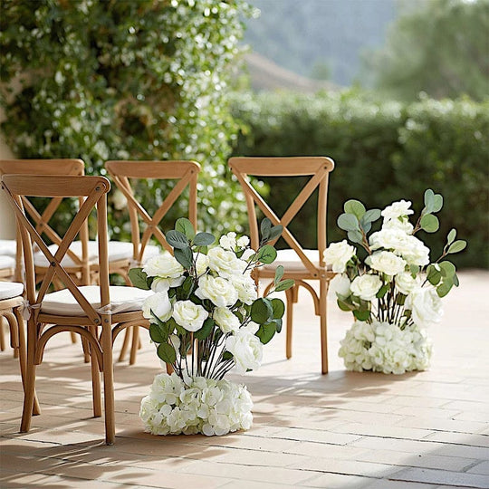 4 Pack 20 in Artificial Flower Arrangements Roses Hydrangeas and Eucalyptus with Foam Base