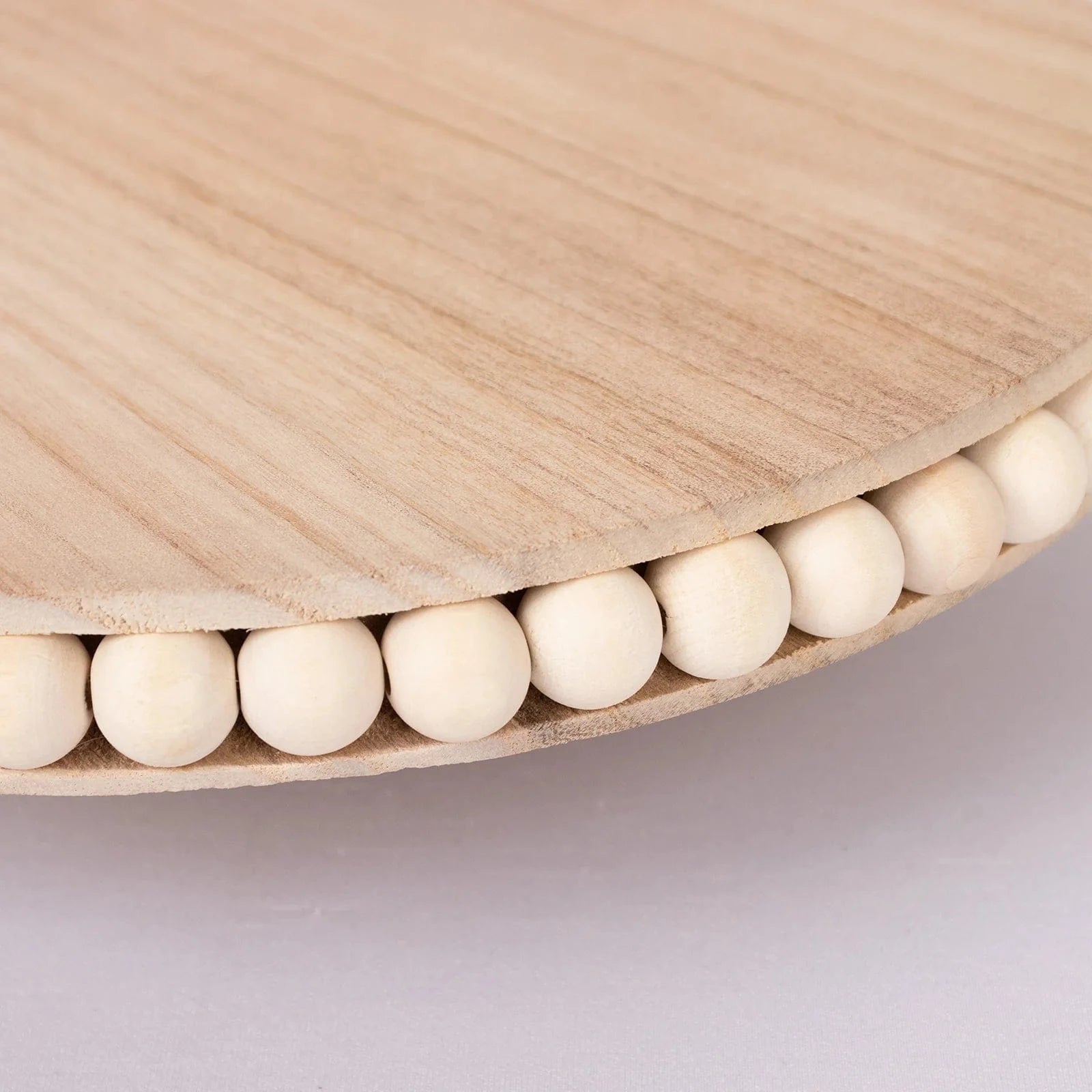 12 in Natural Round Rustic Wooden Pedestal Cake Stand with Beaded Edge