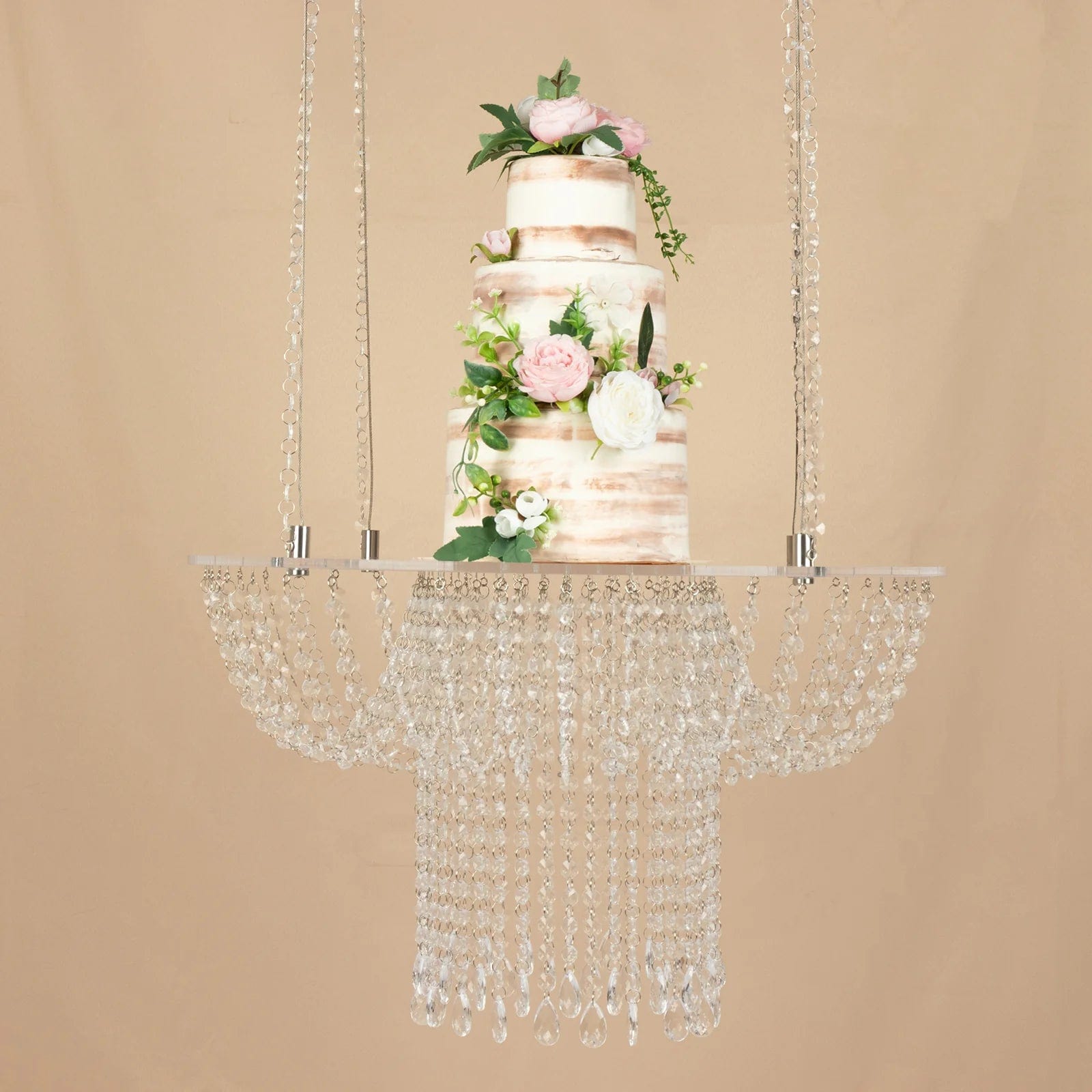 25 in Round Acrylic Hanging Crystal Chandelier Cake Stand