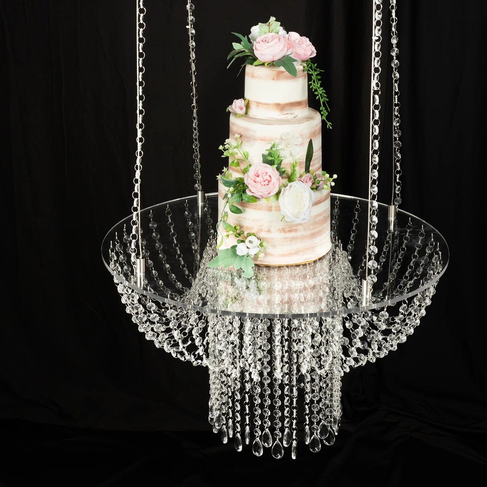 25 in Round Acrylic Hanging Crystal Chandelier Cake Stand
