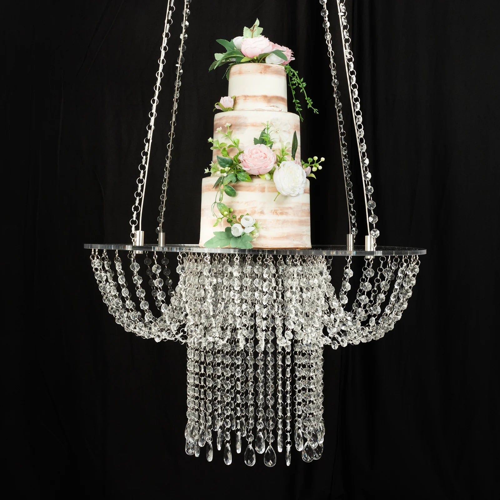 25 in Round Acrylic Hanging Crystal Chandelier Cake Stand