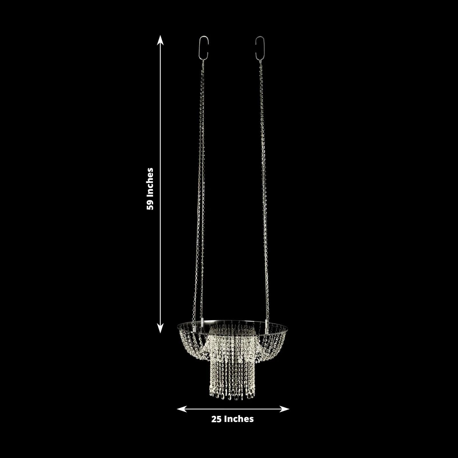 25 in Round Acrylic Hanging Crystal Chandelier Cake Stand