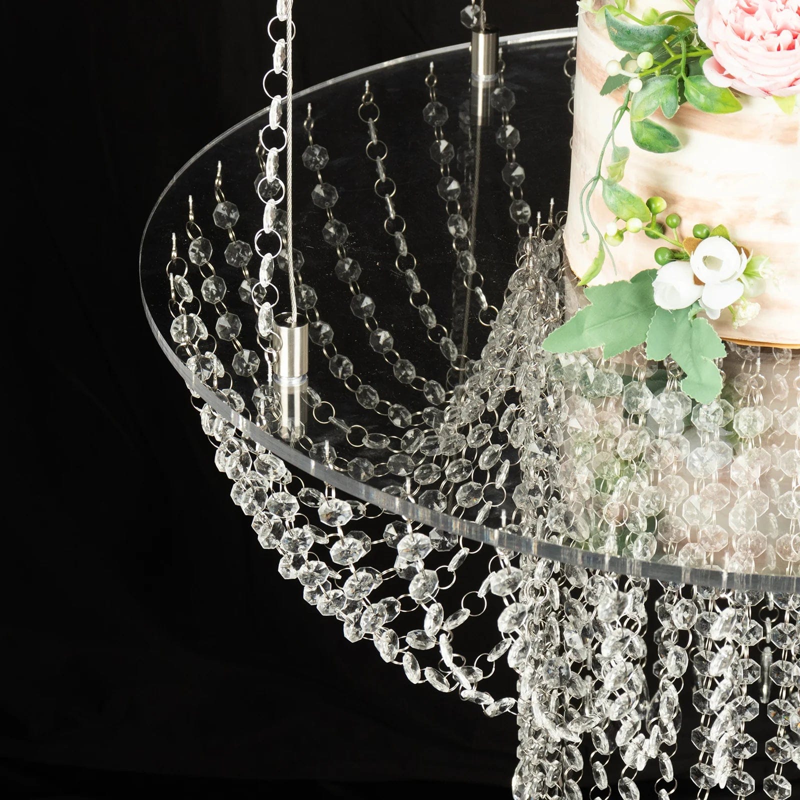 25 in Round Acrylic Hanging Crystal Chandelier Cake Stand