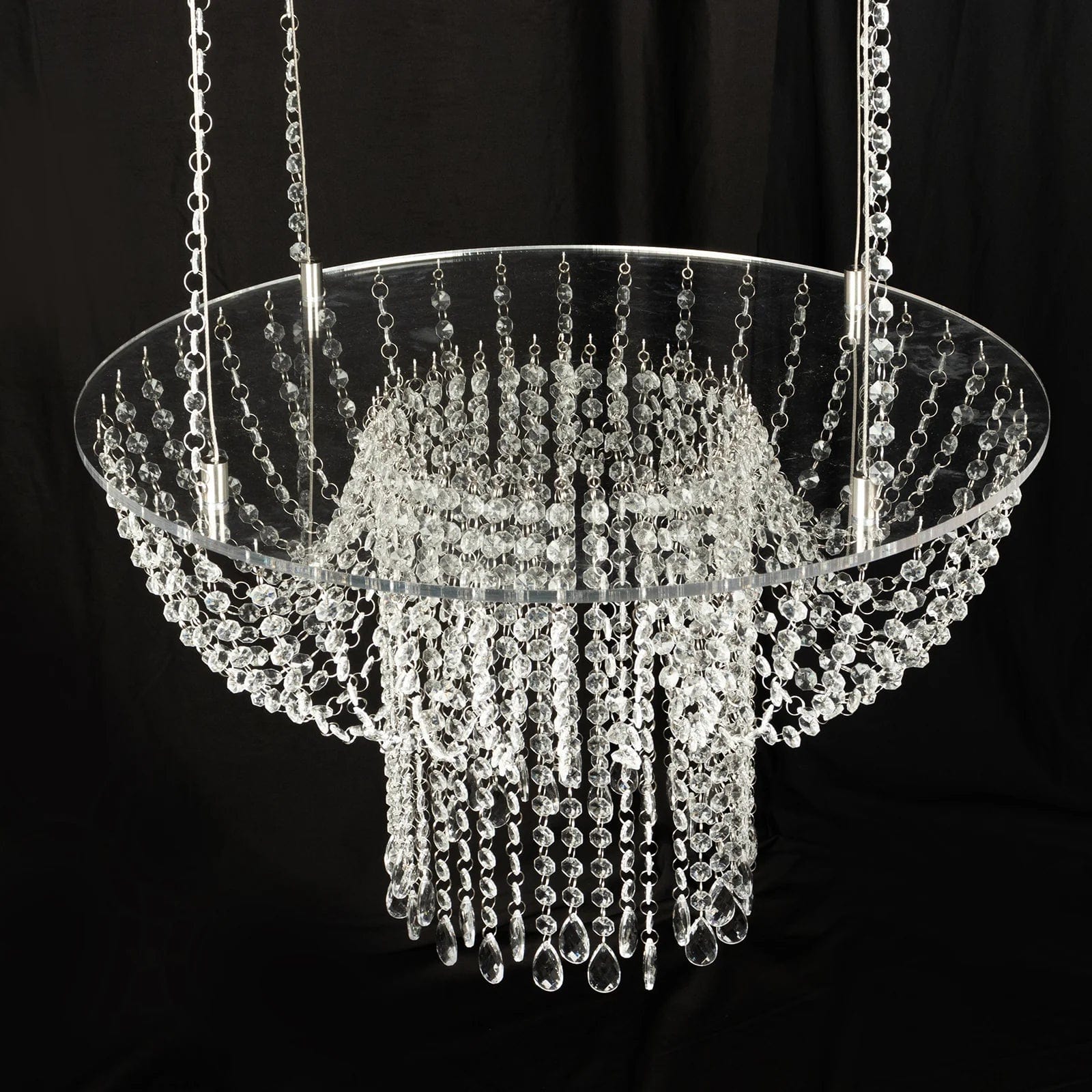 25 in Round Acrylic Hanging Crystal Chandelier Cake Stand