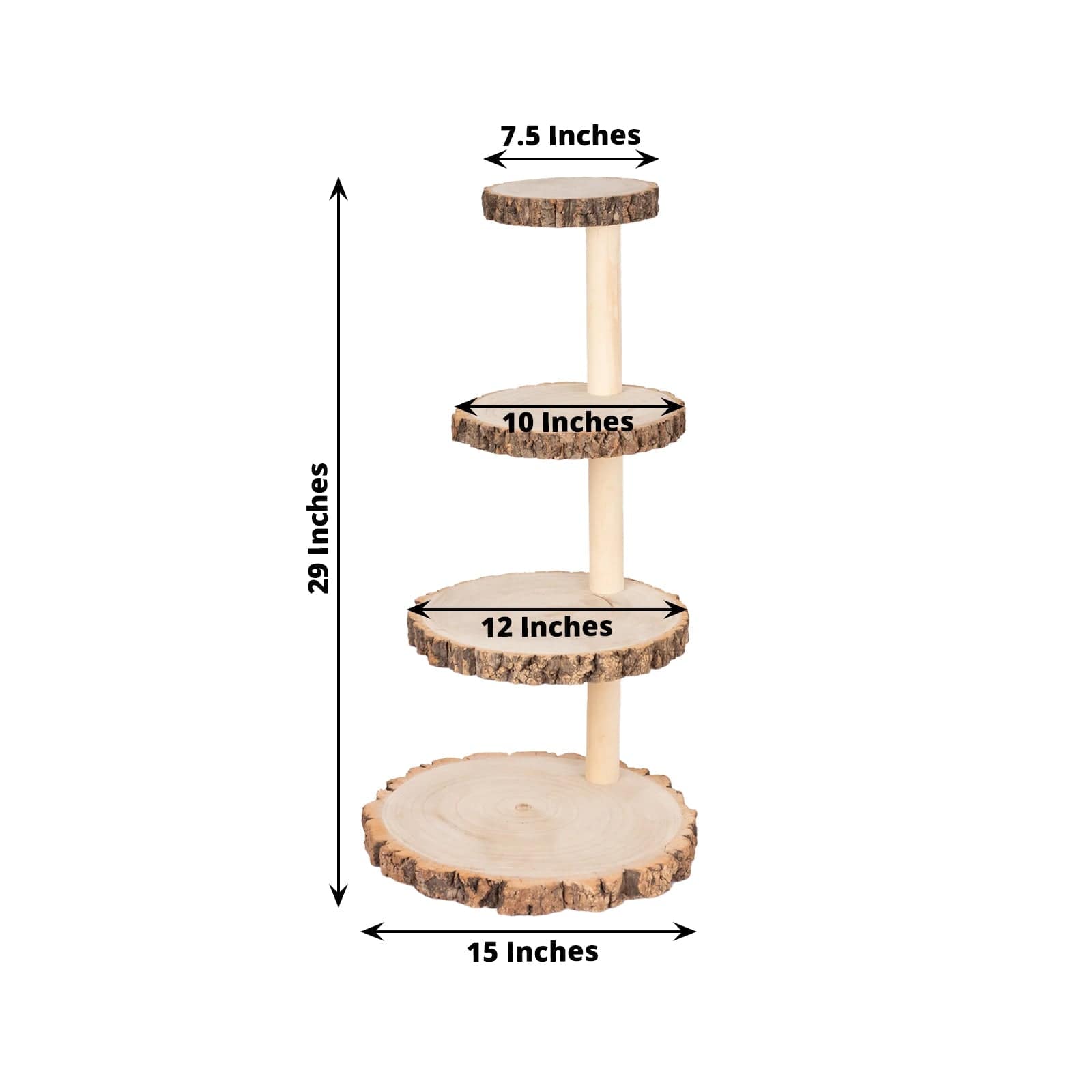 29 in tall 4 Tier Natural Rustic Wooden Cupcake Tower Stand