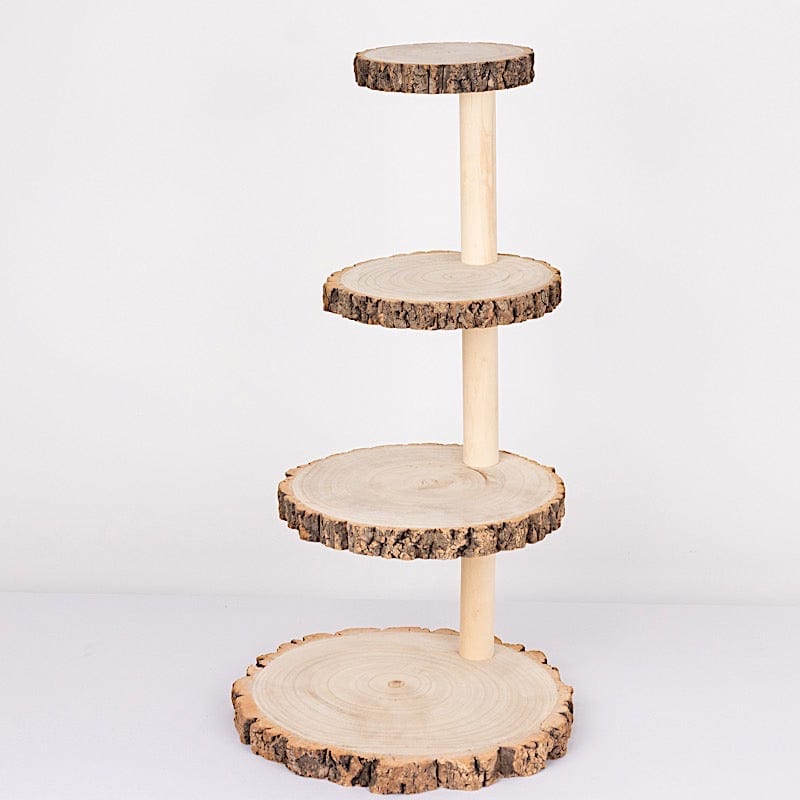 29 in tall 4 Tier Natural Rustic Wooden Cupcake Tower Stand