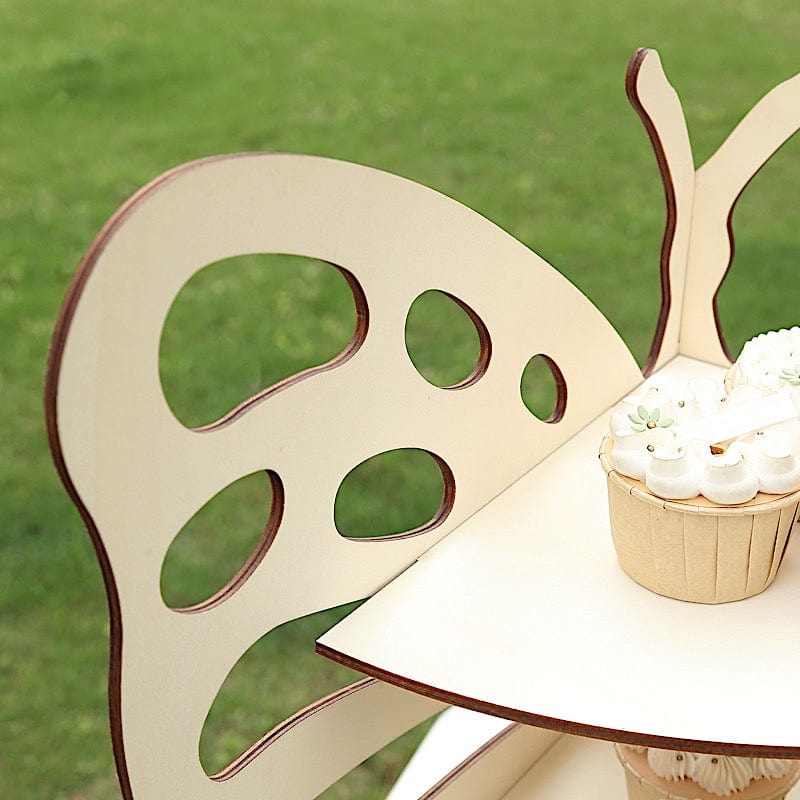 3-Tier Natural Rustic Butterfly Wooden Dessert Stand