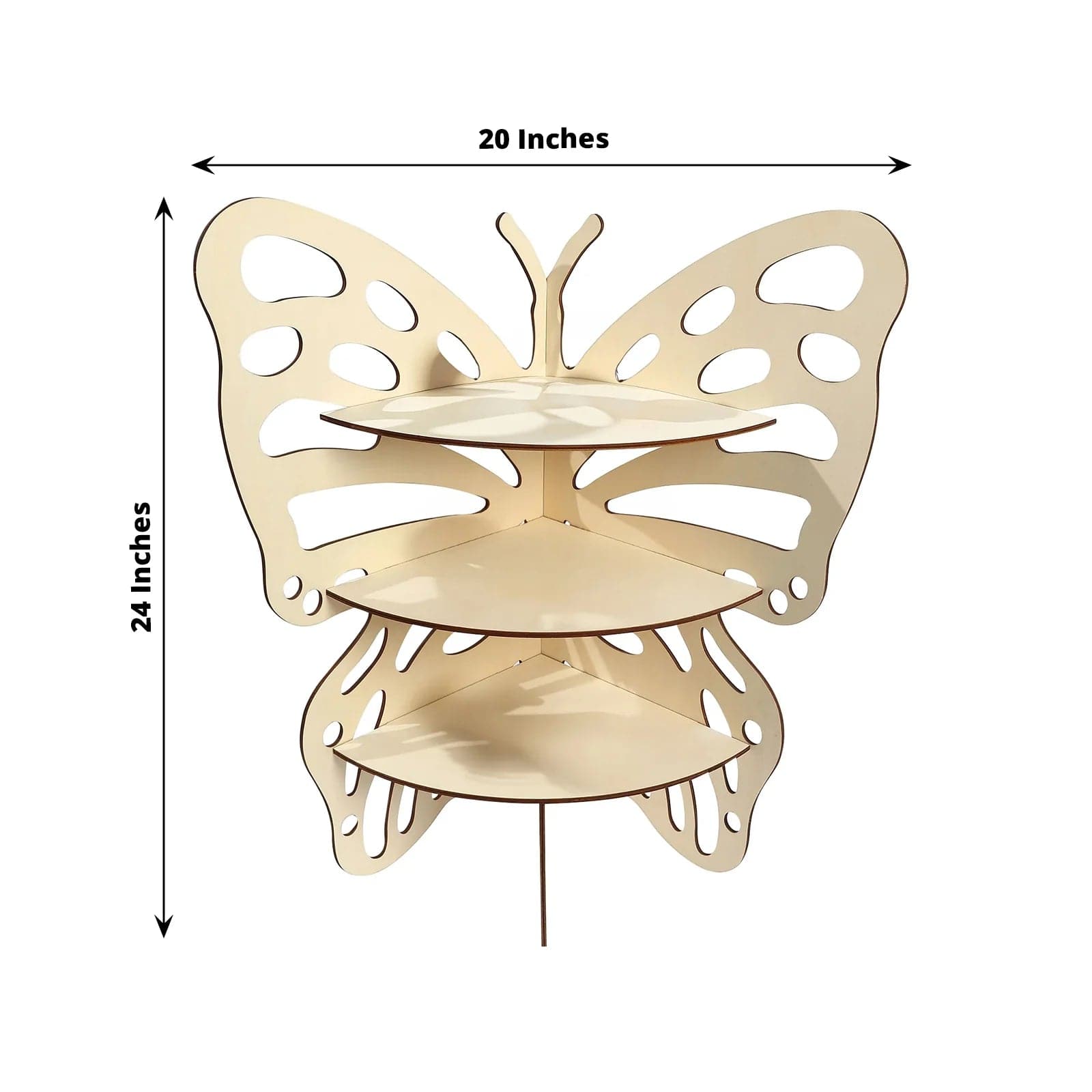 3-Tier Natural Rustic Butterfly Wooden Dessert Stand