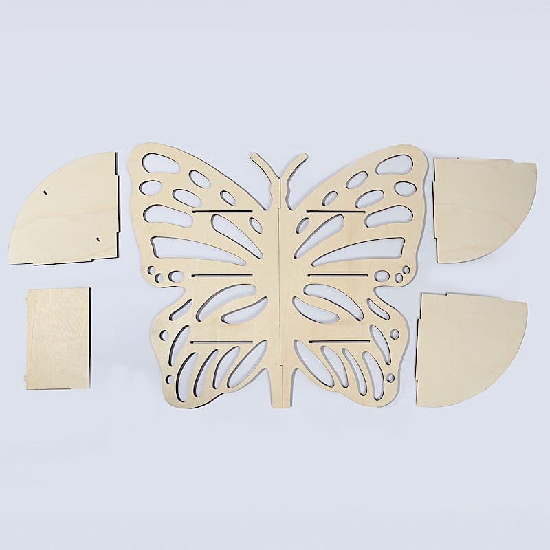 3-Tier Natural Rustic Butterfly Wooden Dessert Stand