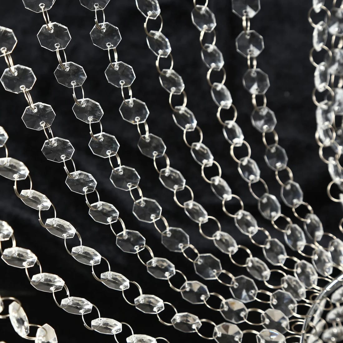 45 inch Silver Round Metal Goblet Flower Stand with Acrylic Crystal Bead Strands