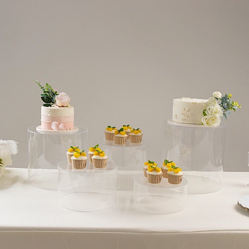Round Acrylic Cake Stand Display Box Pedestal Riser