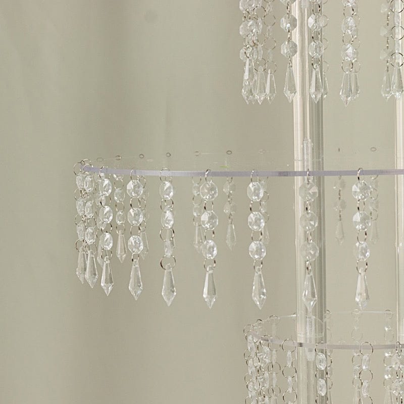 5-Tier Clear 39 in Acrylic Chandelier Flower Stand with Hanging Crystals