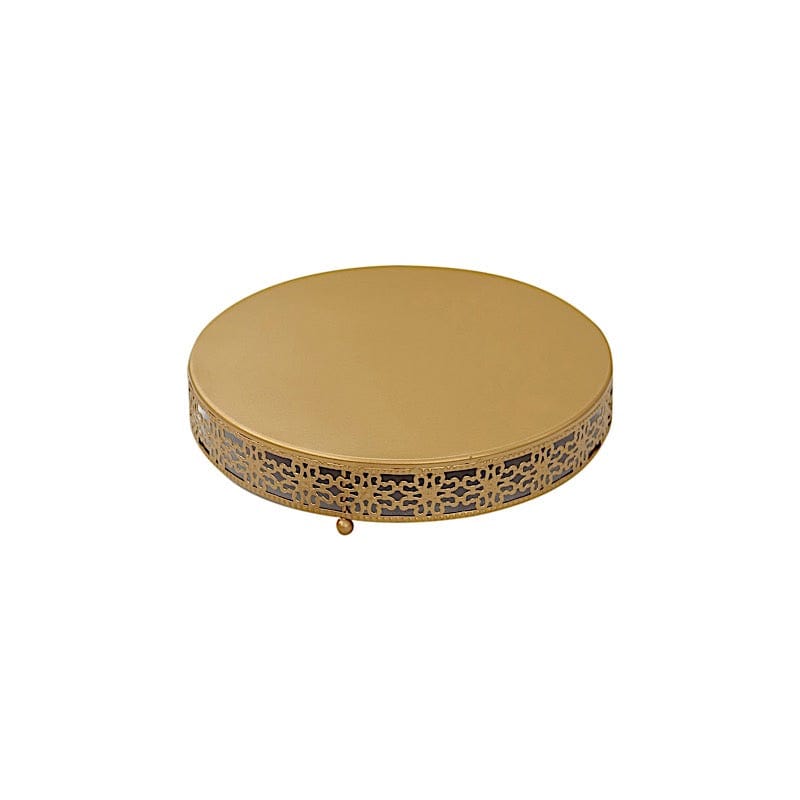 Gold Metal Fleur De Lis Round Cake Stand Dessert Display Pedestal