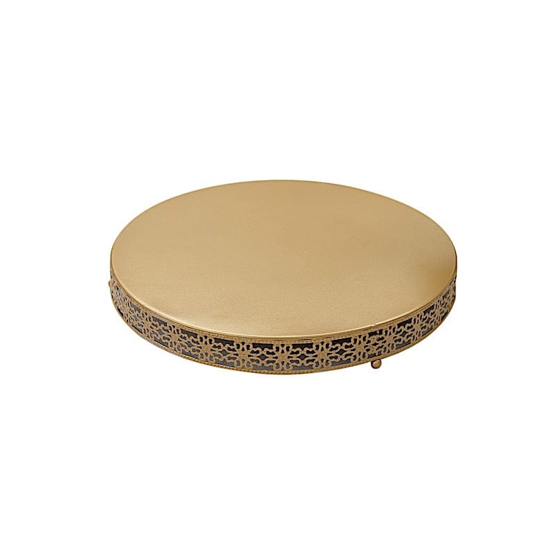 Gold Metal Fleur De Lis Round Cake Stand Dessert Display Pedestal
