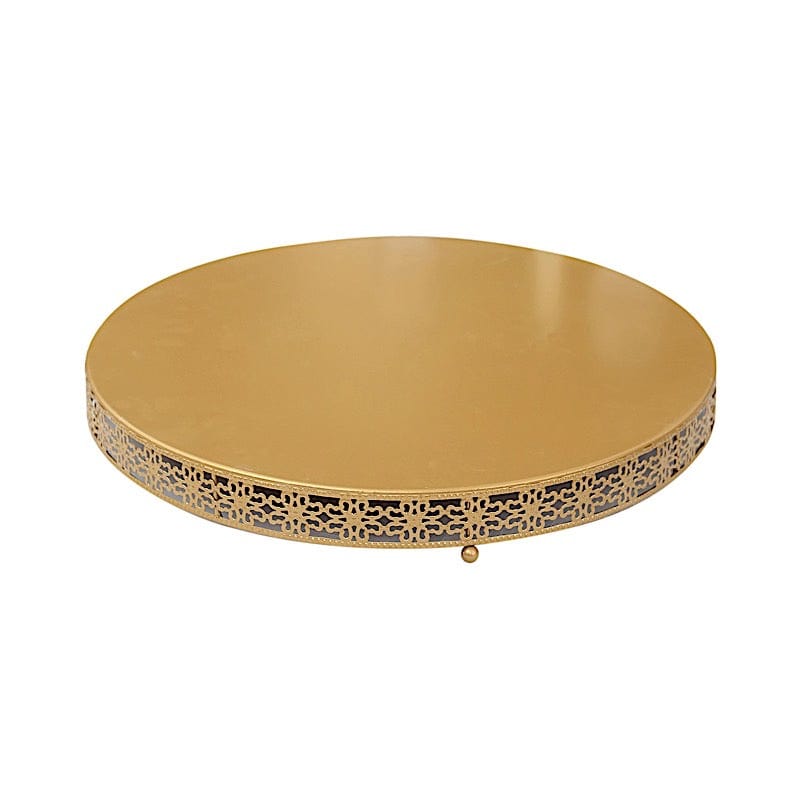 Gold Metal Fleur De Lis Round Cake Stand Dessert Display Pedestal