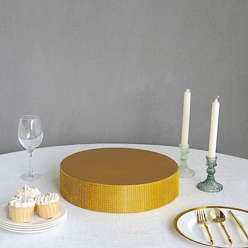 Round Metal Pedestal Cake Stand with Rhinestones