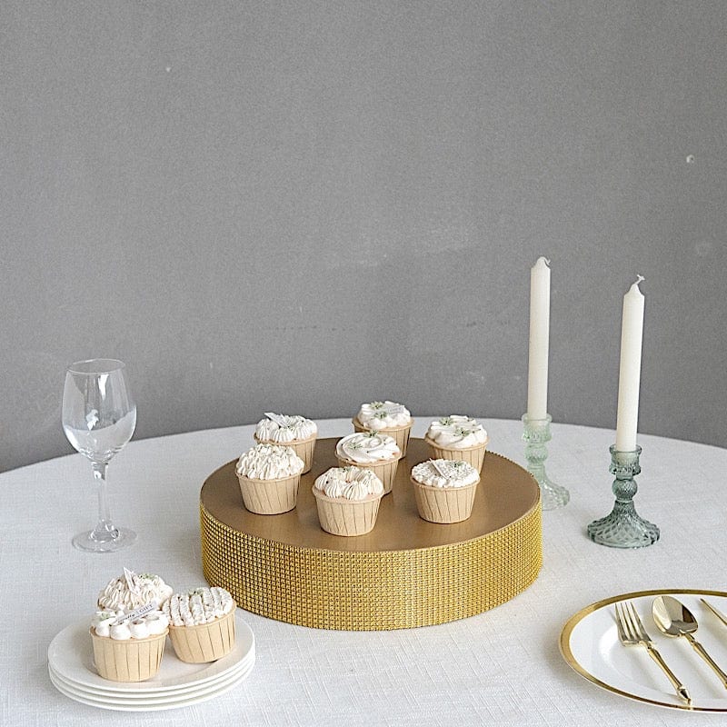 Round Metal Pedestal Cake Stand with Rhinestones