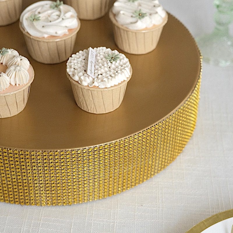 Round Metal Pedestal Cake Stand with Rhinestones