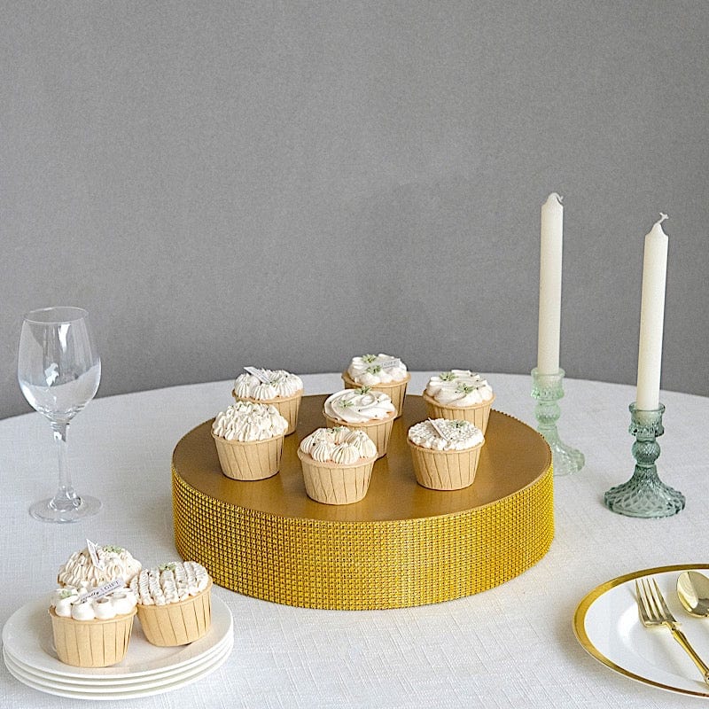 Round Metal Pedestal Cake Stand with Rhinestones