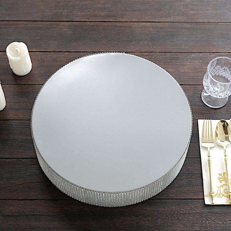 Round Metal Pedestal Cake Stand with Rhinestones