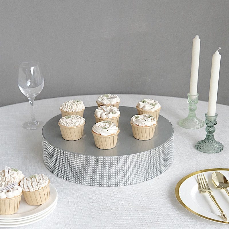 Round Metal Pedestal Cake Stand with Rhinestones